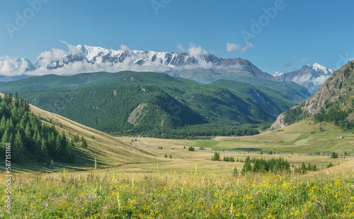 Picturesque mountain valley on a sunny summer morning