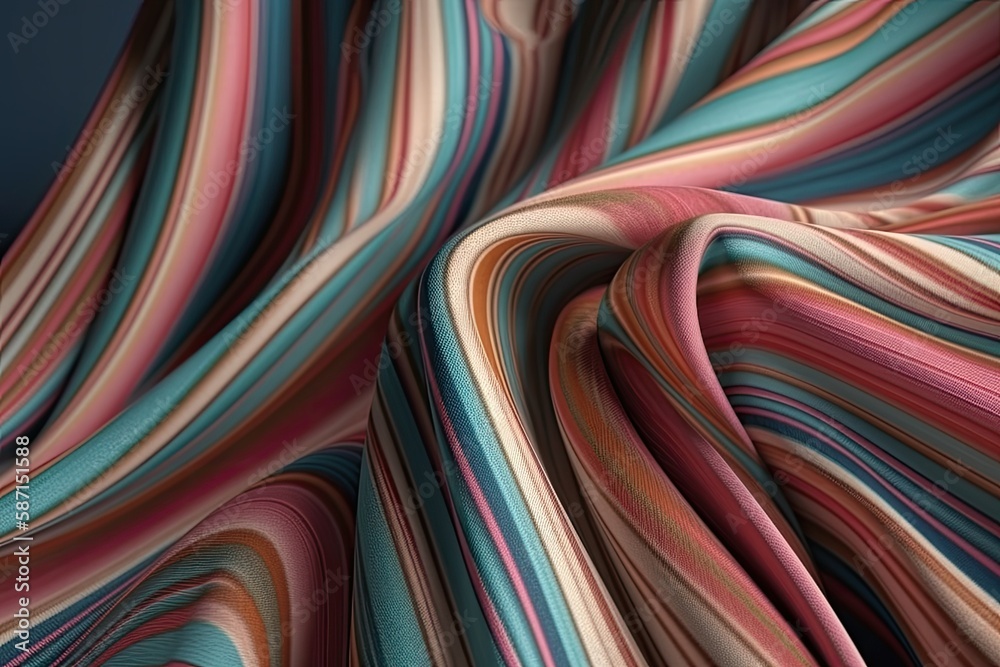 vibrant striped fabric with a dark background. Generative AI