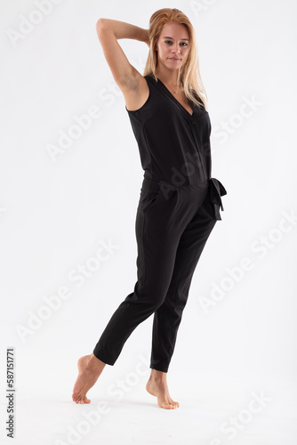White background, contrasting feet, outfit