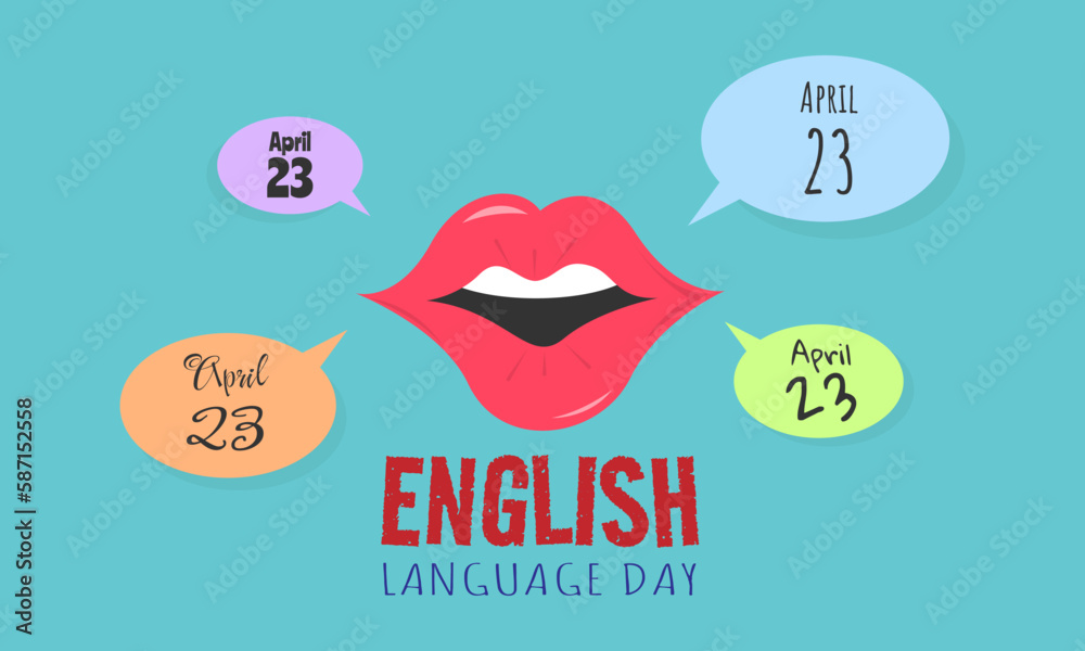 English Language Day poster with lips and speech bubble