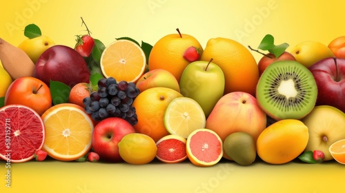 A variety of fruits including oranges  plums  grapes  and other fruits. Generative AI