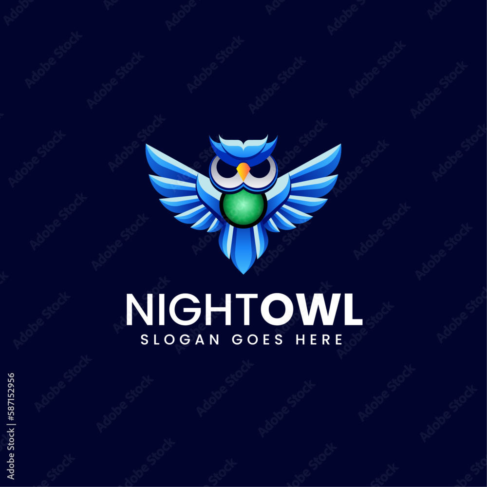 Obraz premium Vector Logo Illustration Night Owl Gradient Colorful Style