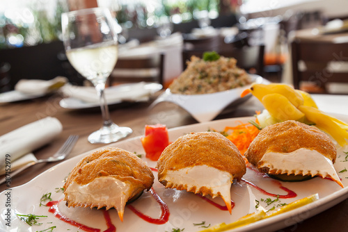 Stuffed crab in restaurant