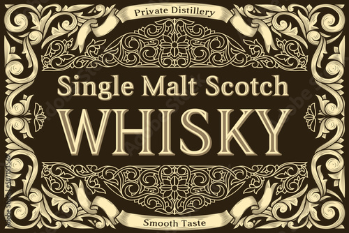 Scotch whisky - ornate vintage decorative label