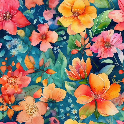 Watercolor Floral AI-Generated Seamless Pattern © Shadi