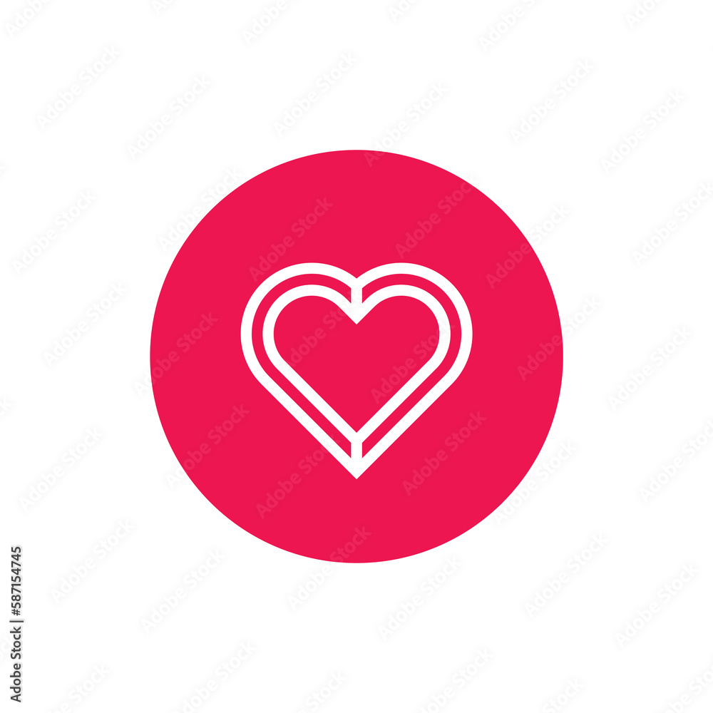 Abstract heart shape logo, love icon inside circle