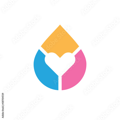 Abstract ink with love logo, ink heart logo icon design template vector