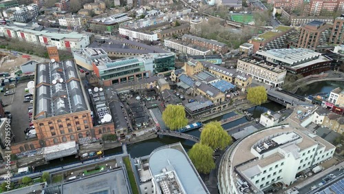 Camden market London UK high angle  Drone, Aerial, view from air, birds eye view, photo