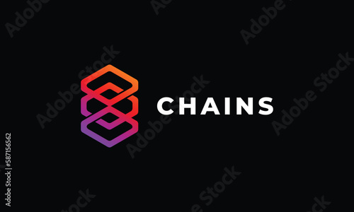 Logo vector minimalist design hexagon link chain gradation color symbol style connection network cooperation