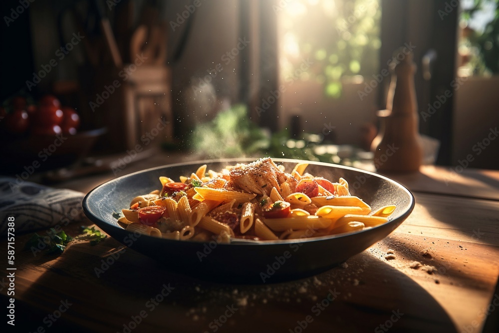 macaroni with tomato sauce on bowl
