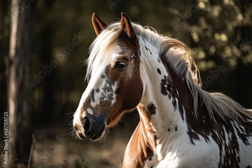 picture of a pinto horse. Generative AI