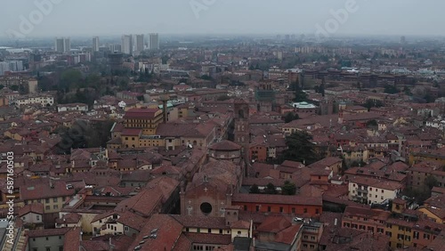  View down from Piazza di Porta Ravegnana, Bologna, Italy, Europe photo