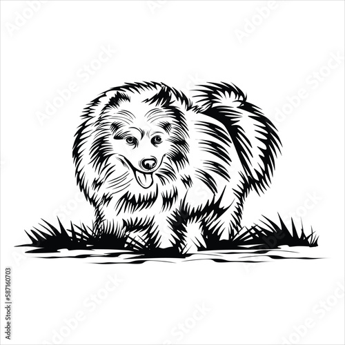 Illustratio of Dog in artline black and white