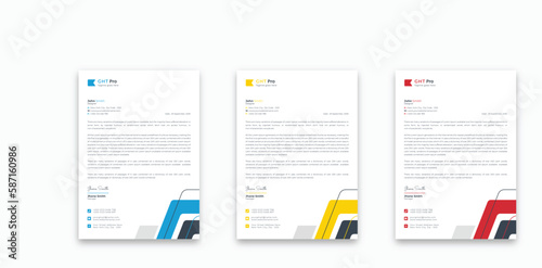 Modern Creative minimalist clean professional corporate company business letterhead template design with color variation bundle

