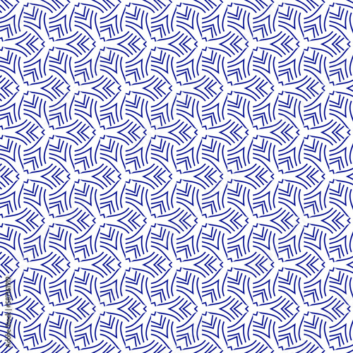 Abstract seamless vector ornamental pattern for fabric in indigo color.