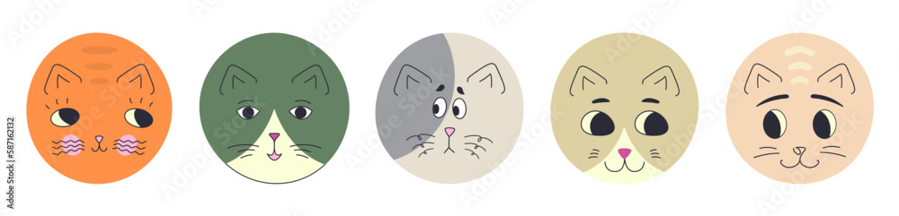 Funny cat face, abstract personage, mascot design, funny face, cute icon. Funny cat face, abstract personage, mascot design, funny face, cute icon.