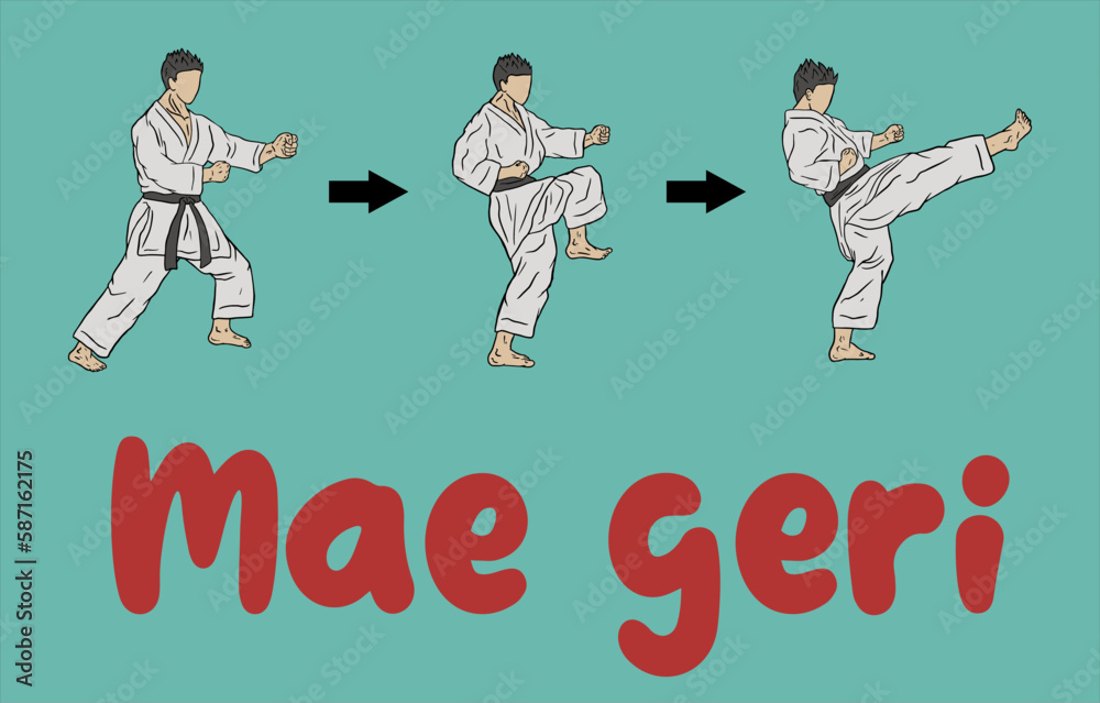 Obraz premium karate logo icon how to kick, perfect for explnation technique in karate theory