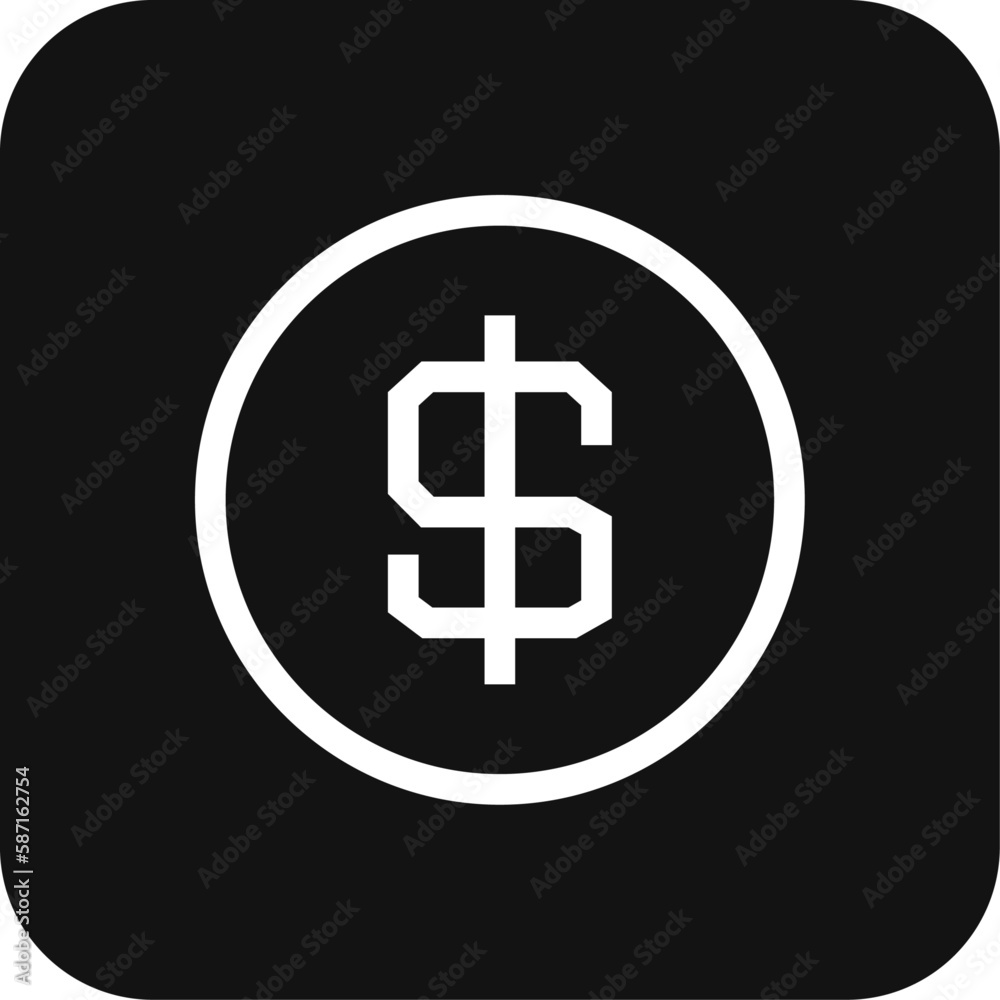 Dollar Business icon with black filled line style. study. Vector illustration Dollar Business icon with black filled line style. study. Vector illustration