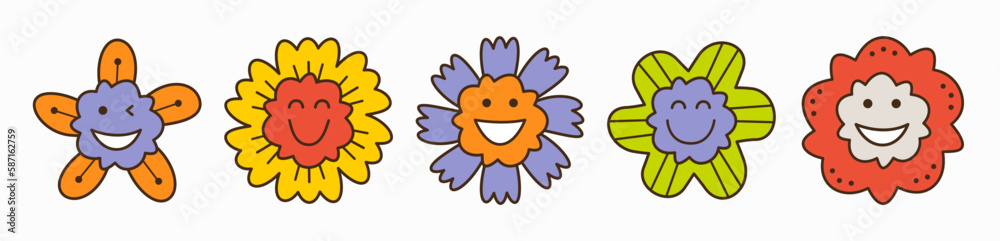 Smiling flower, abstract personage, mascot design, funny face, cute icon. Smiling flower, abstract personage, mascot design, funny face, cute icon.