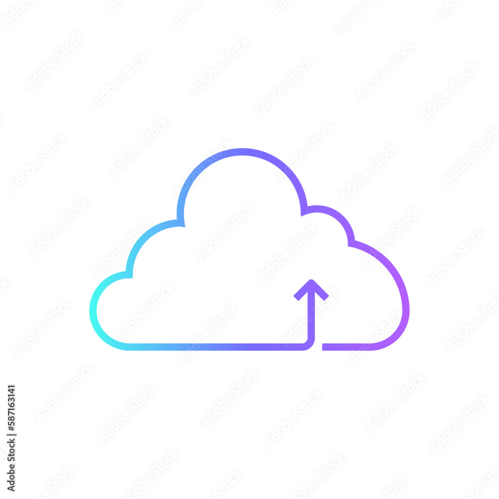 Upload icloud Business icon with blue duotone style. technology, internet, computing, connection, storage, database, system. Vector illustration