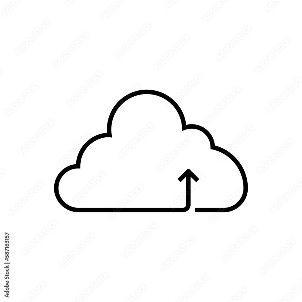 Upload icloud Business icon with black outline style. technology, internet, computing, connection, storage, database, system. Vector illustration