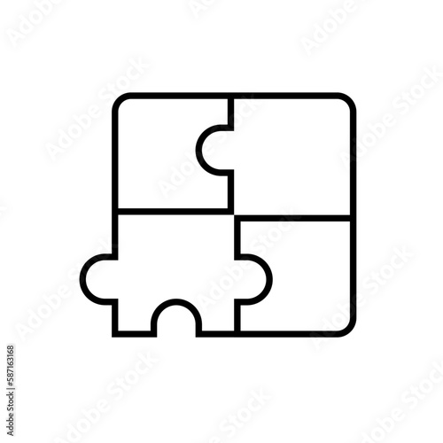 Puzzle Business icon with black outline style. teamwork, idea, solution, concept, piece, group, connection. Vector illustration