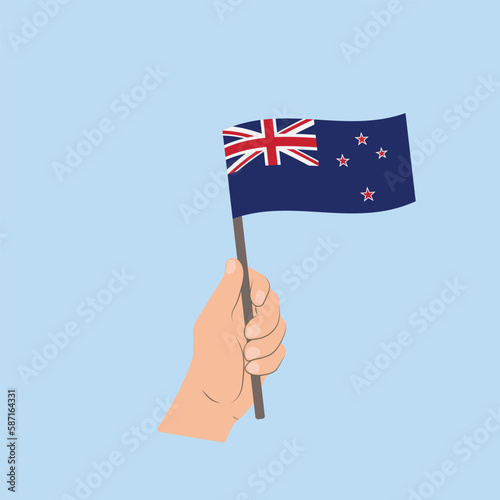 Flag of New Zealand, Hand Holding flag © Настасья Стось