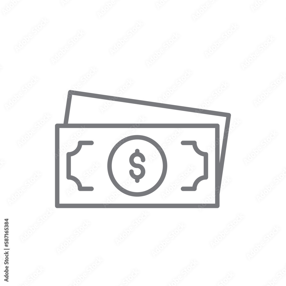 Money Business icon with black outline style. cash, payment, finance, dollar, coin, investment, pay. Vector illustration Money Business icon with black outline style. cash, payment, finance, dollar, coin, investment, pay. Vector illustration
