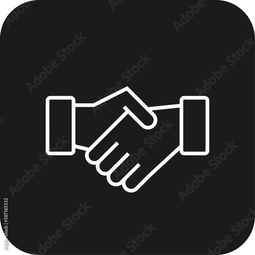 Hand shake Business icon with black filled line style. partnership, agreement, deal, contract, success, people, cooperation. Vector illustration