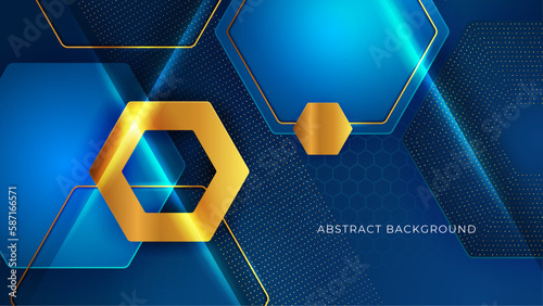 Abstract low polygonal pattern luxury golden line with dark navy blue template background. Luxury and elegant. Premium style for poster, cover, print, artwork. Vector illustration
