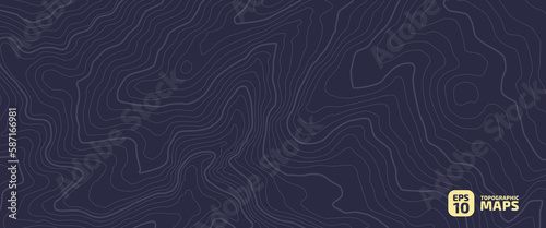 The stylized height of the topographic contour in lines and contours. The concept of a conditional geography scheme and the terrain path. Vector illustration.	