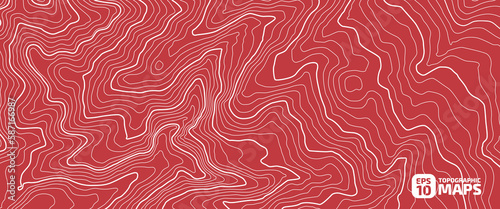 The stylized height of the topographic contour in lines and contours. The concept of a conditional geography scheme and the terrain path. Vector illustration.	