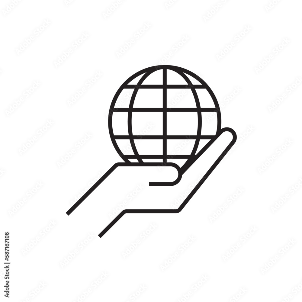 Save earth Eco friendly icon with black outline style. ecology, green, globe, earth, environment, global, planet. Vector illustration Save earth Eco friendly icon with black outline style. ecology, green, globe, earth, environment, global, planet. Vector illustration