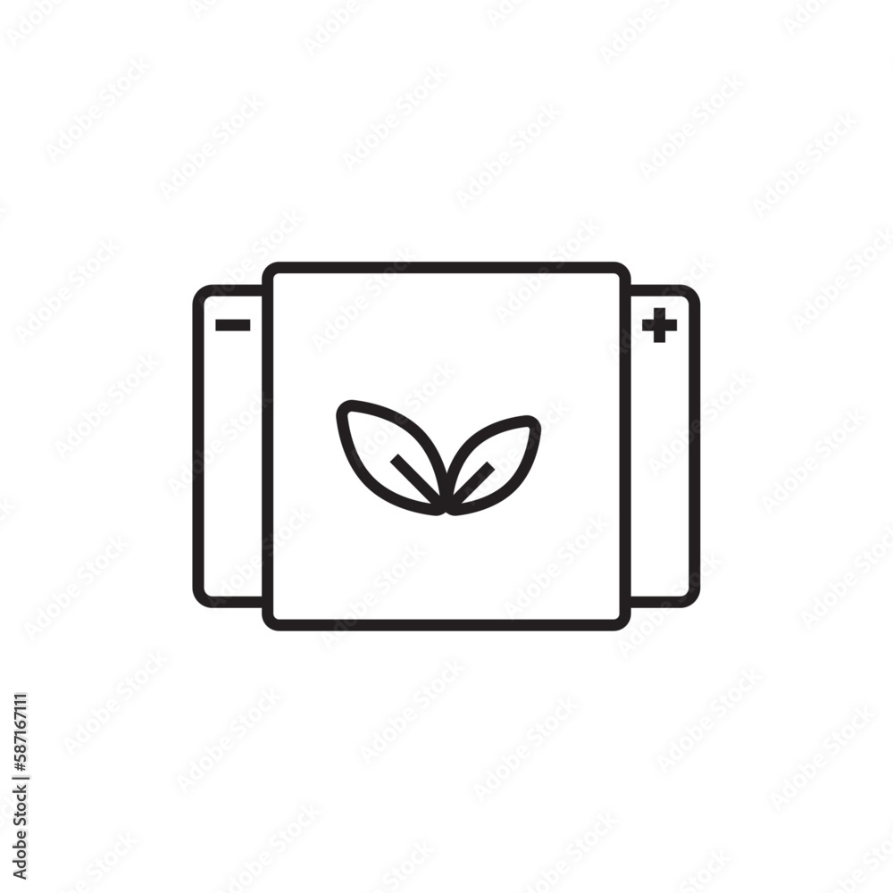 Battery Eco friendly icon with black outline style. energy, electricity, charge, full, electric, charger, electrical. Vector illustration Battery Eco friendly icon with black outline style. energy, electricity, charge, full, electric, charger, electrical. Vector illustration