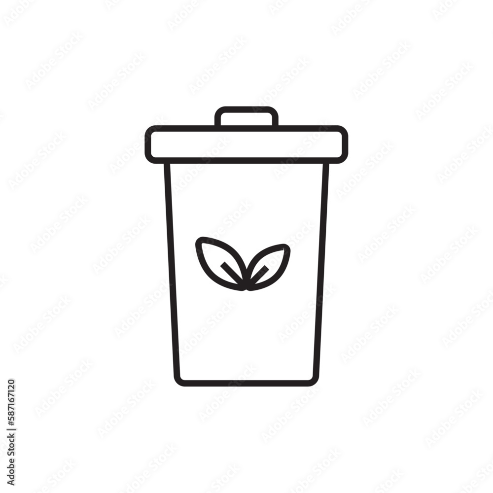Rubbish bin Eco friendly icon with black outline style. trash, waste, recycle, recycling, environment, basket, reuse. Vector illustration Rubbish bin Eco friendly icon with black outline style. trash, waste, recycle, recycling, environment, basket, reuse. Vector illustration