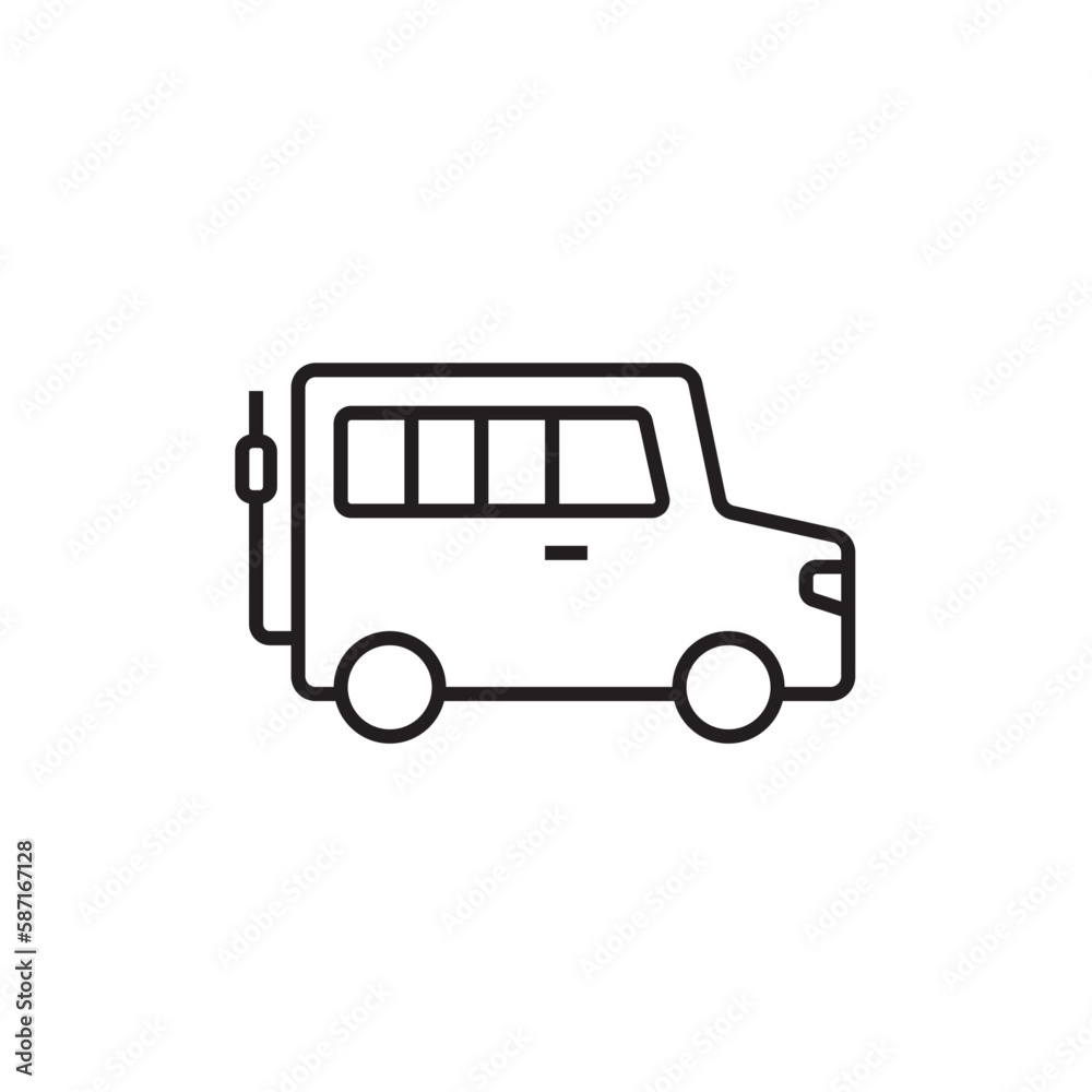 Car Eco friendly icon with black outline style. environment, power, friendly, solar, electricity, organic, sustainable. Vector illustration