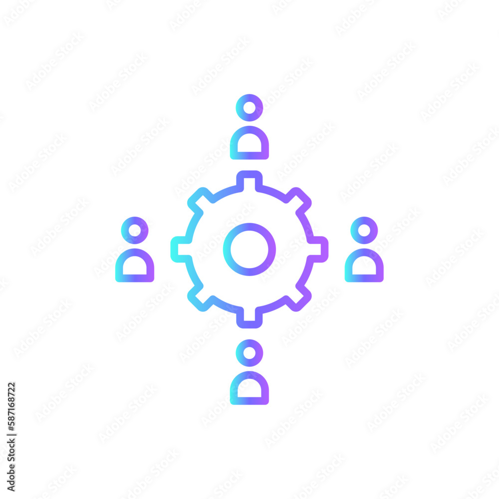 Teamwork teamwork and Management icon with purple blue outline style. teamwork, business, meeting, discussion, office, people, team. Vector Illustration