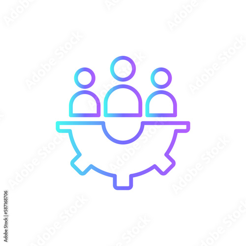 Team management teamwork and Management icon with purple blue outline style. teamwork, business, meeting, team, people, group, businessman. Vector Illustration