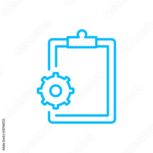 Management teamwork and Management icon with blue outline style. teamwork, business, meeting, discussion, office, people, team. Vector Illustration