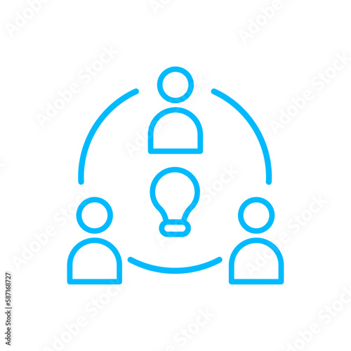 Idea teamwork and Management icon with blue outline style. teamwork, business, meeting, discussion, office, people, team. Vector Illustration