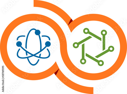 Atomic icon with circuit icon