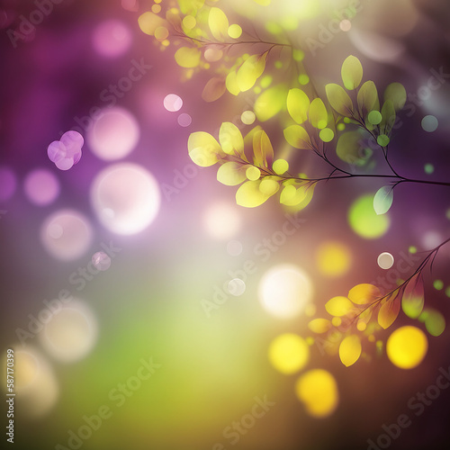 colorful fresh Spring background with bokeh 3d rendering. Generative AI
