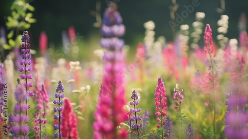 generative AI. Romantic Wildflower Bouquet  A Stunning Array of Colorful Blossoms in a Whimsical Meadow.