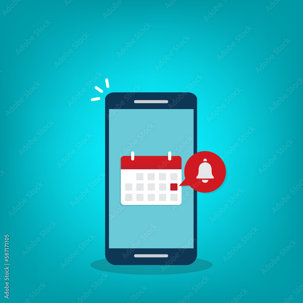 Calendar deadline or event reminder notification on mobile phone Calendar deadline or event reminder notification on mobile phone
