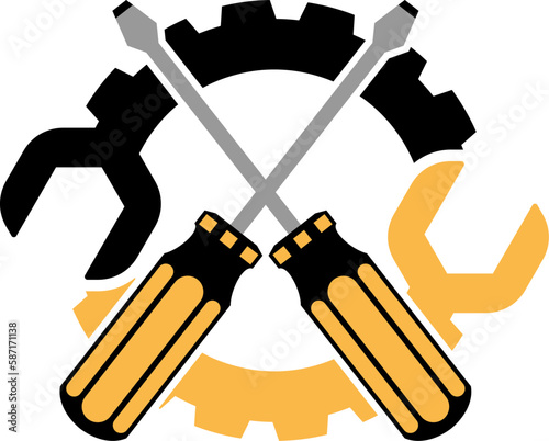 Circular wrench with gear and screwdriver