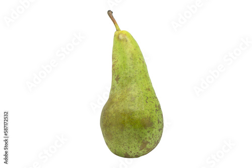 Green fresh conference pear isolated on white background.