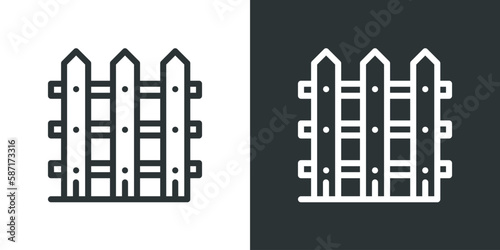 Fence icon on black and white background