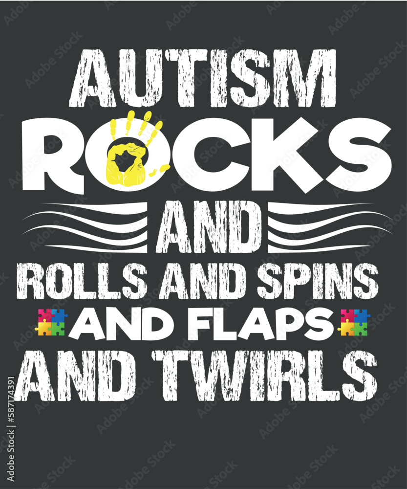 Autism Rocks And Rolls Funny Autism Awareness Month T-Shirt design vector, Autism Rocks And Rolls, Funny Autism Awareness Month 