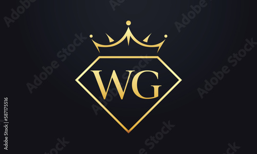 Diamond crown vector. Luxury queen logo for jewelry vector with letters 