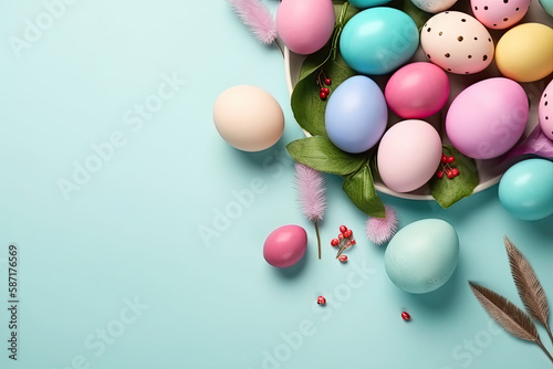 Easter eggs  decoration  basket  nest